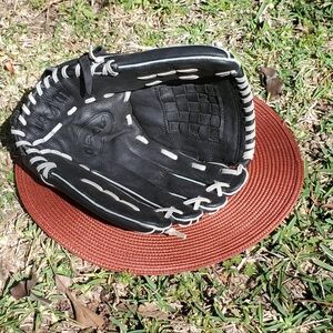 Wilson Black Leather Baseball Glove with White Lacing